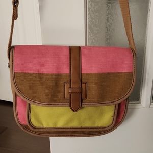 Vintage Fossil Shay Canvas Flap Crossbody Handbag